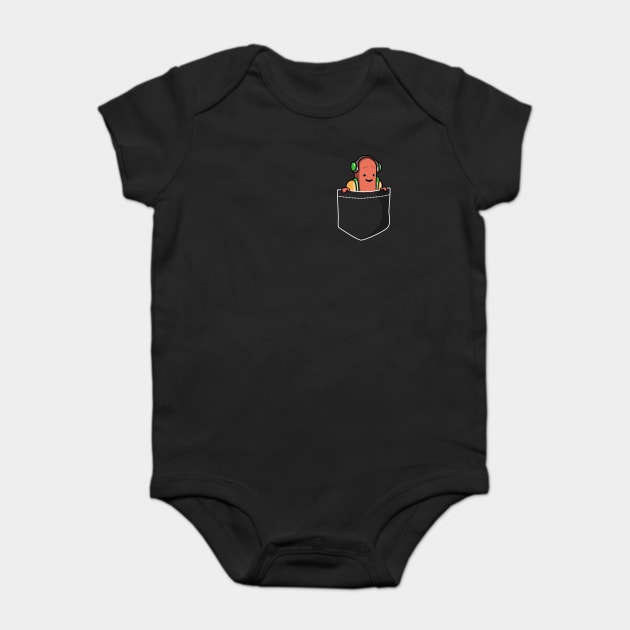Pocket Hot Dog Dancing HotDog Filter Meme Baby Bodysuit by dumbshirts